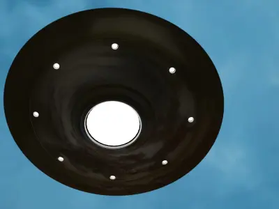 spacecraft metal disc with holes Low-poly 3D model