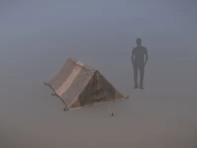 Military Tent WWII TwoSleeping close vr3 Low-poly 3D model