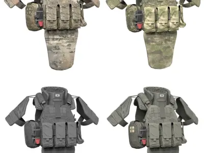 MILITARY WAS DCS Plate Carrier Vest V2 Low-poly 3D model