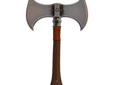 Medieval DoubleBladed Battle Axe PBR 3D model