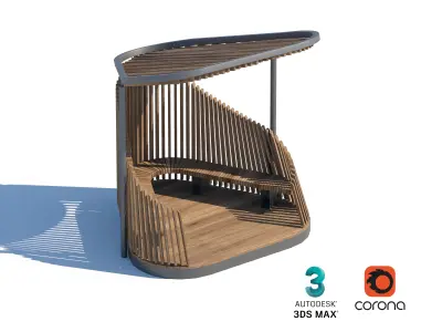 Modern Wooden Pavilion Pods for Parks and Public Spaces 3D model