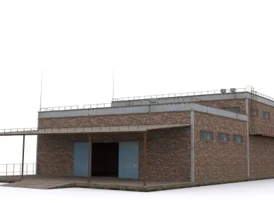 Hangar brick building Low-poly 3D model