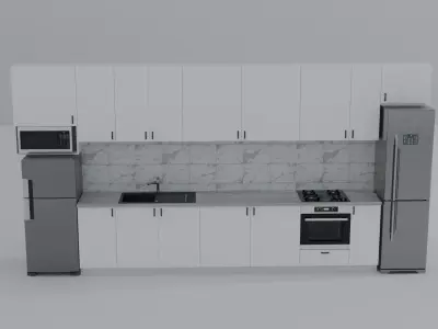 Straight Kitchen Low-poly 3D model