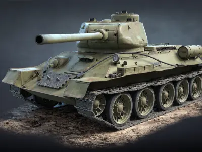 T-34-85 Game Ready world war ii tank Low-poly 3D model