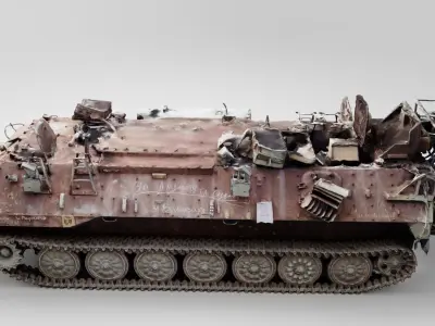 russian MT-LB armored vehicle destroyed by Ukrainian army 3D model