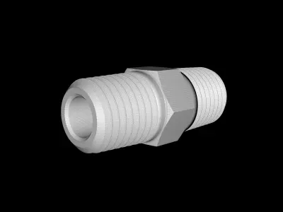 Hex Nipple Collection NPT male thread 3D model