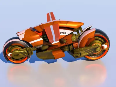 Sci-Fi Bike Tron high and low poly combo Low-poly 3D model
