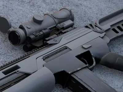 High poly model Machine Gun for subdivision ready 3D model