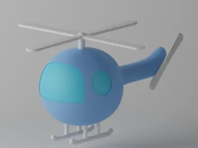 Cartoon Cute Helicopter Low-poly 3D model