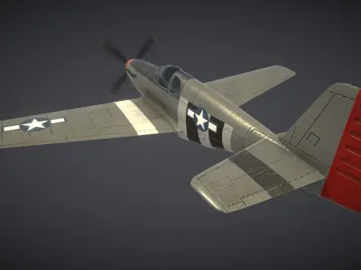 North American P-51 Mustang Low-poly 3D model
