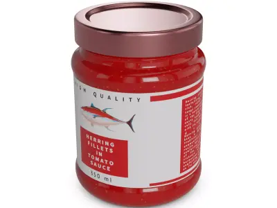 Herrings and herring products Herring Fillets in Tomato Sauce Low-poly 3D model