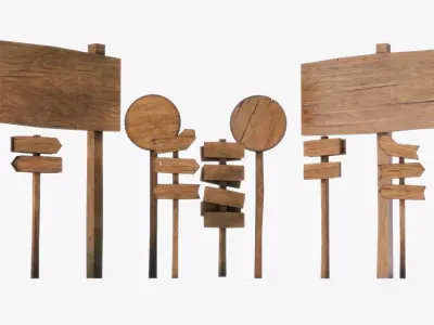 Sign set 01 Low-poly 3D model