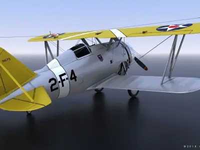 F2F-1 USS Lexington CV-2 1937 Low-poly 3D model