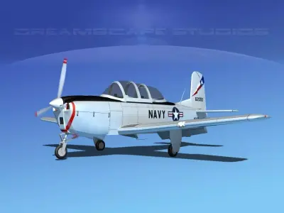 Beechcraft T-34 Mentor V15 USN 3D model