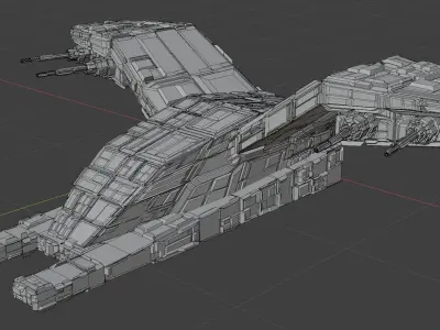 A Grey Battle Spaceship with Native File 3D model