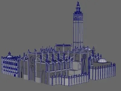 Cathedral of Sevilla lowpoly and buildings 3D model