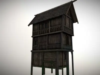 Medieval lake village - House 14 Low-poly 3D model