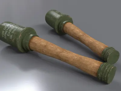 WWII Stick Grenade Low-poly 3D model