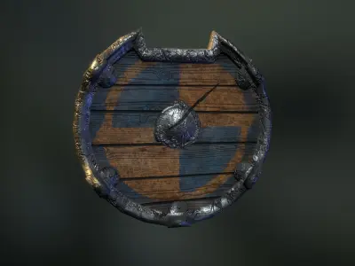Viking shield kit game ready Low-poly 3D model