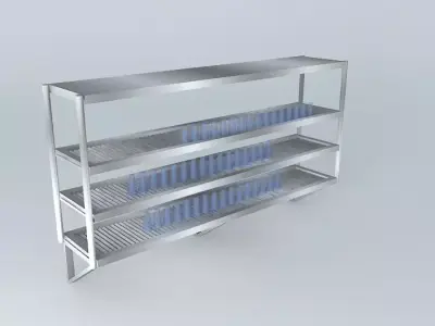 Kit stainless steel shelf with bottles Free 3D model