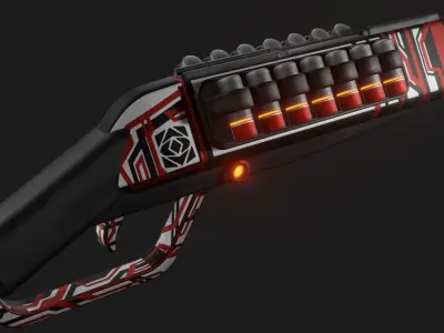 Sci-fi shotgun Low-poly 3D model