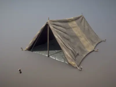 Military Tent WWII TwoSleeping open vr2 Low-poly 3D model