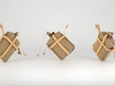 Military flask 37 Low-poly 3D model