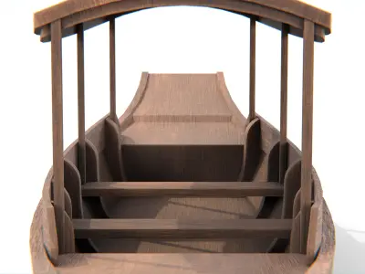 Traditional Thai wooden boat No01 Low-poly 3D model