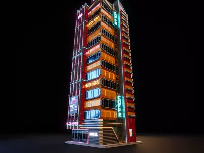 SCIFI CYBERPUNK FUTURISTIC NEON SKYSCRAPER 06 Low-poly 3D model