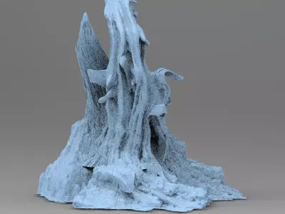 Medieval Hollow Tree 5 Rocks 3D model