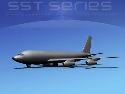 Boeing KC-135-E Stratotanker Bare Metal Low-poly 3D model