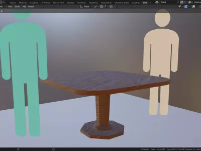 square table model High-quality low-poly  Free low-poly 3D model