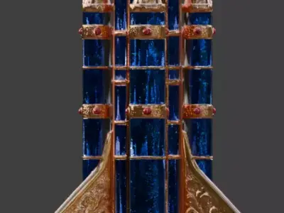 Stylized Sapphire and Rose Gold Rocket 3D Model Low-poly 3D model