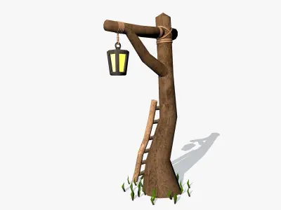 Cartoon Tree Lantern 3D model