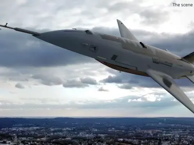 YFQ-44A Armed Fighter Aircraft with Missiles Gunmetal Grey 3D model