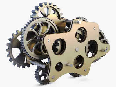 Gear Mechanism Low Poly v 8 Low-poly 3D model