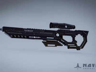 SCI-FI Sniper Rifle - Sniper Riffle Testificator Charger Low-poly 3D model