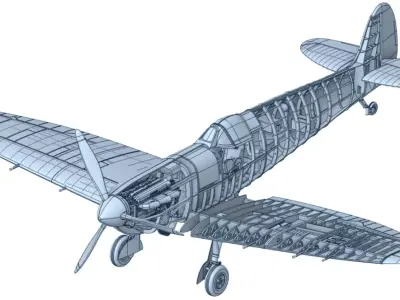 Supermarine Spitfire 1 by 24 Scale 3D Printable Model 3D print model