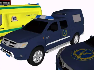 Egyptian Vehicles - Bus Ambulances Police Cars  3D model