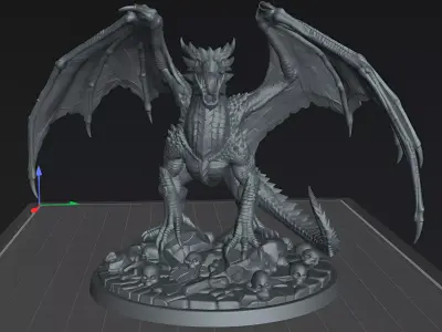 Dragon Wings of Ash  Dark Fantasy Dragon STL Miniature 3D print model