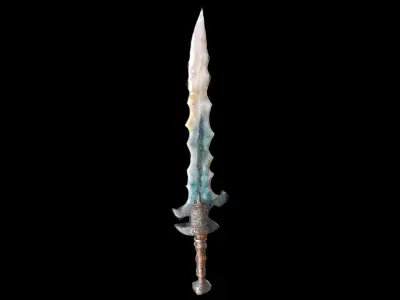 Flint Dagger With Full Of Artistic Sculpted Stone 3d Model 3D model