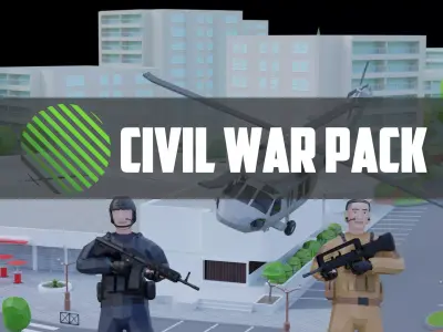 complete pack civil war low poly Low-poly 3D model