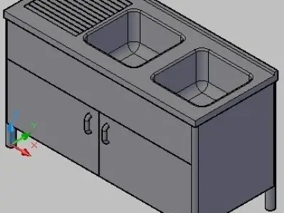 Double compartement kitchen sink Free 3D model