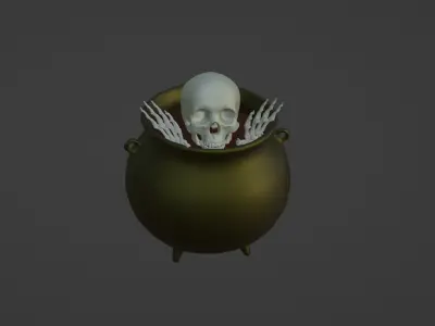 Skeleton in Cauldron 3DModel part of the Halloween package 3D model