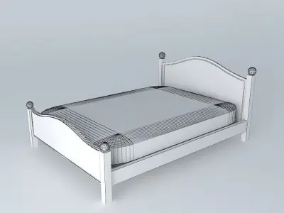 Queen bed Free 3D model
