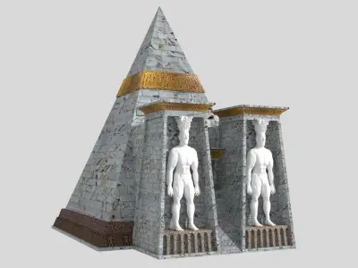 Fantasy Pyramid And Male Statues 3D model