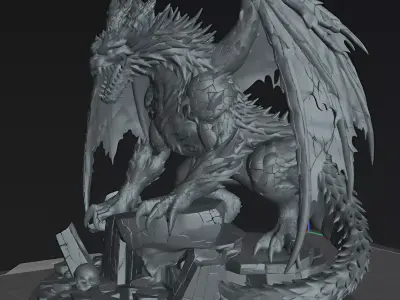 Dragon Tharvoryx the Ruinbound  Dark Fantasy Dragon STL  3D print model