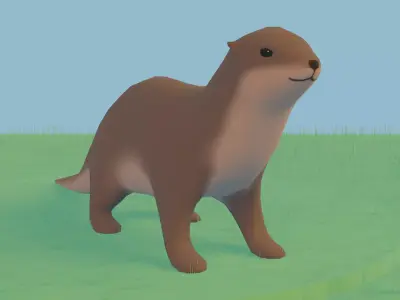 Lowpoly Otter Free low-poly 3D model