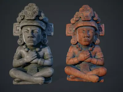 Aztec Statue 02 PBR Low-poly 3D model