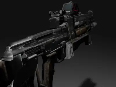 Sci-fi Assault Rifle  Game Ready  - Flatline Low-poly 3D model